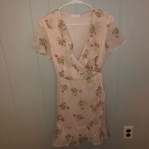 Light pink short sleeve Lush wrap dress